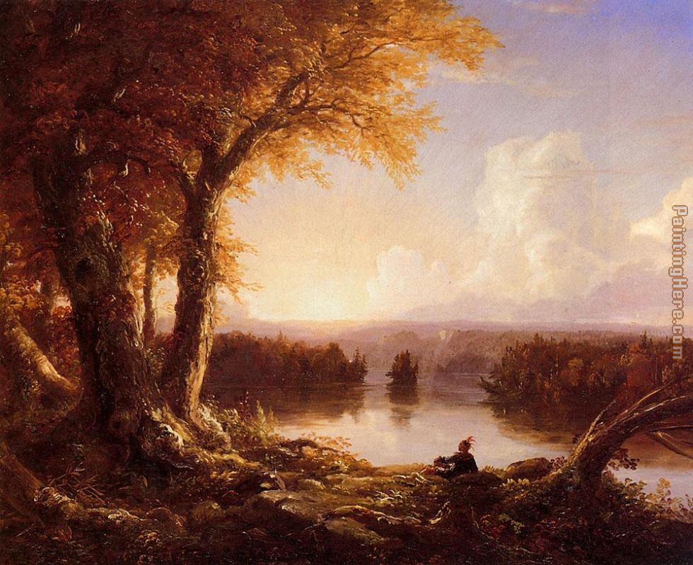 Indian at Sunset painting - Thomas Cole Indian at Sunset art painting